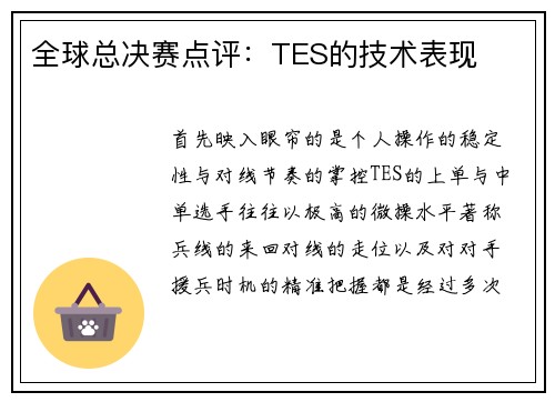 全球总决赛点评：TES的技术表现